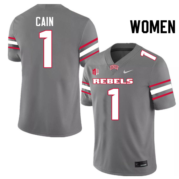 Women #1 Casey Cain UNLV Rebels College Football Jerseys Stitched-Grey